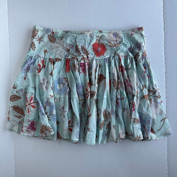Sm Y2K VTG NWT Express Blue Tiered Mini Skirt Floral Rhinestone Coquette Fairy - Picture 3 of 7